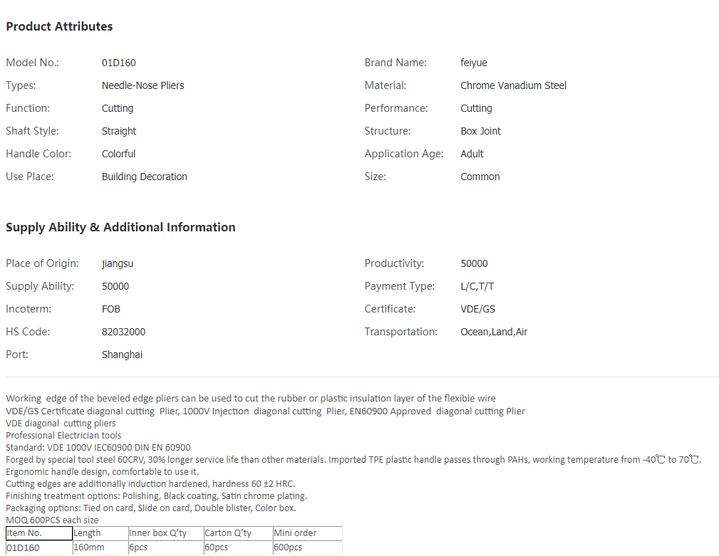 China VDE diagonal cutting pliers, High Quality VD.png