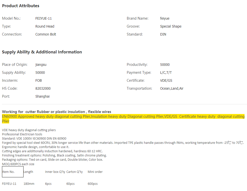 China 1000V heavy duty diagonal plier, High Qualit.png