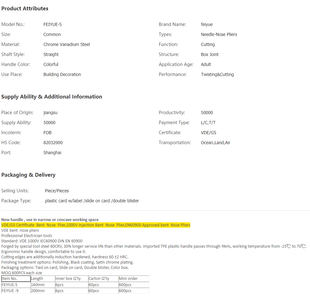 China VDE bent nose pliers, High Quality VDE bent .png
