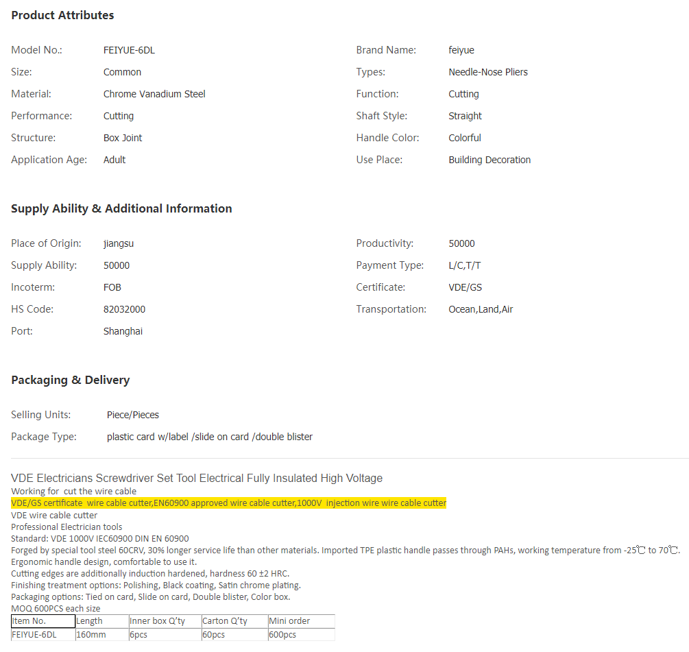 China VDE wire cable cutter, High Quality VDE wire.png