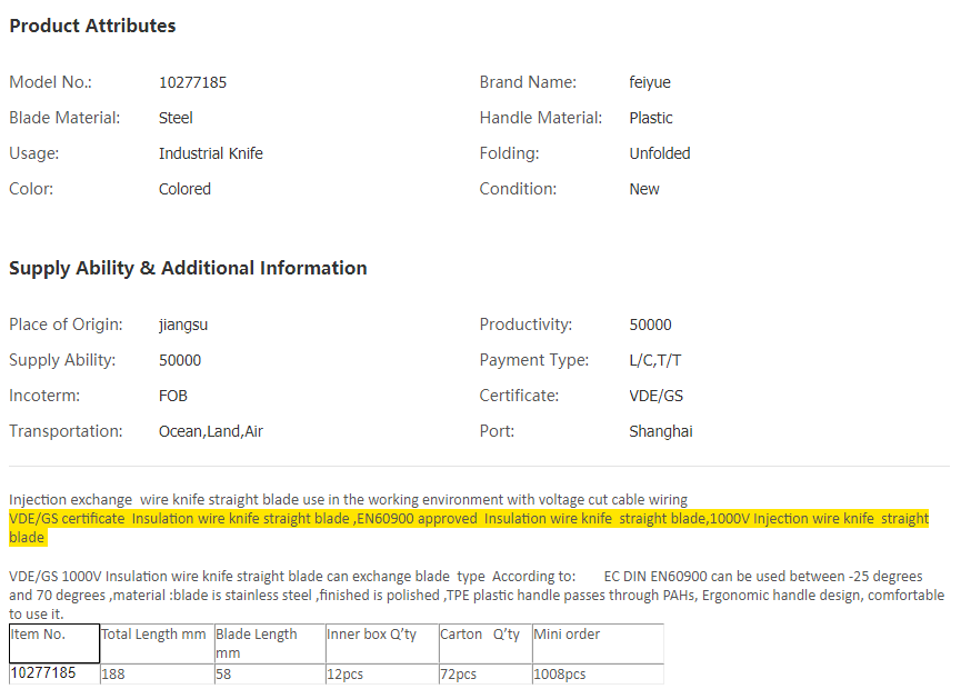 China Professional VDE Insulation wire knife strai.png